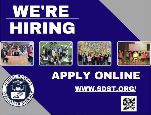 We're Hiring Apply Online at www.sdst.org