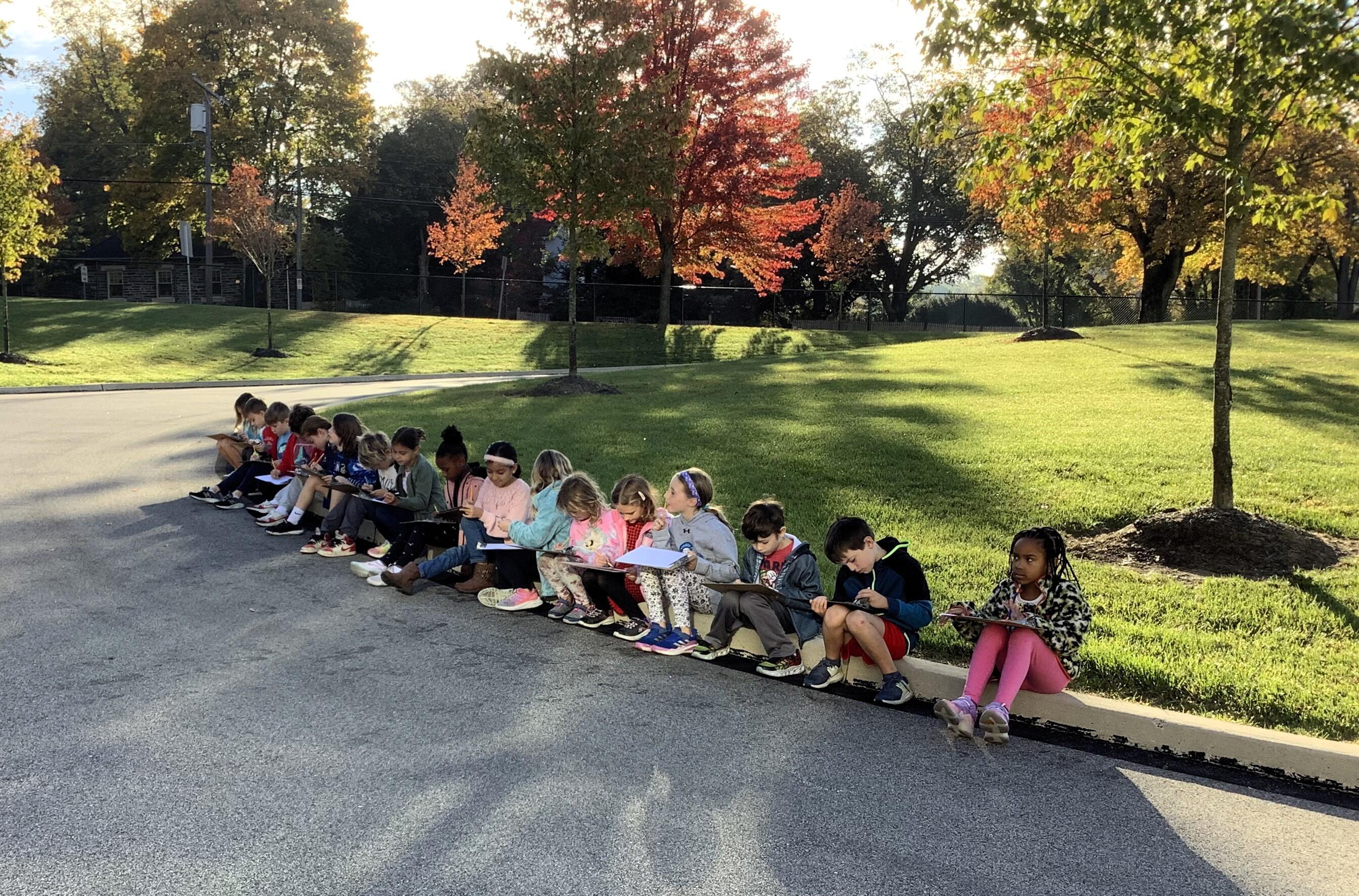 Class outside reading