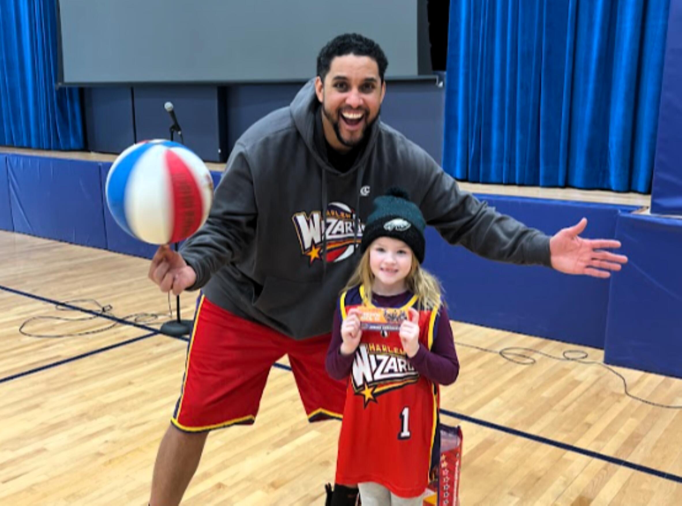 Student with a Wizards basketball player