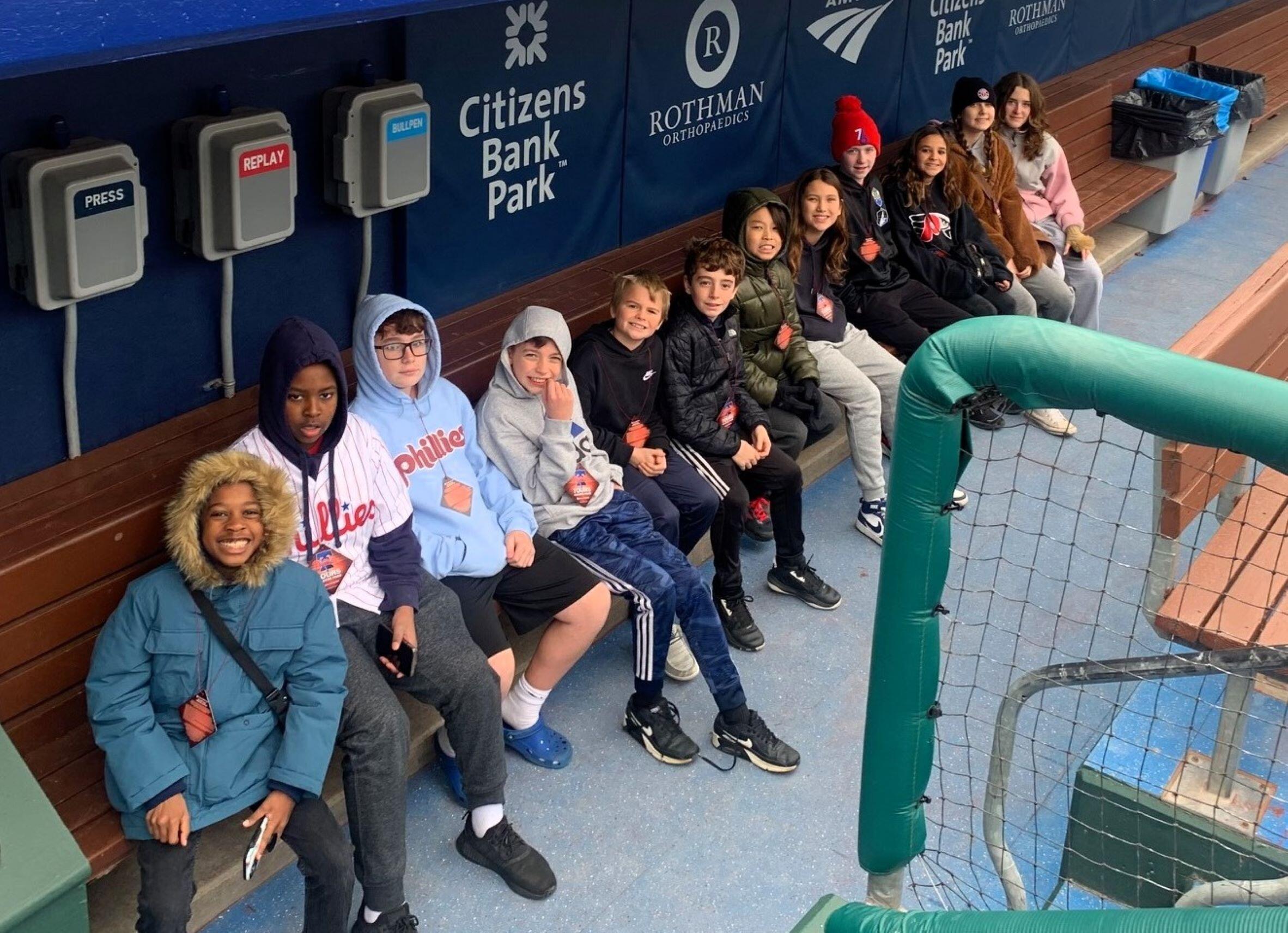 MS- Students in Phillies dugout